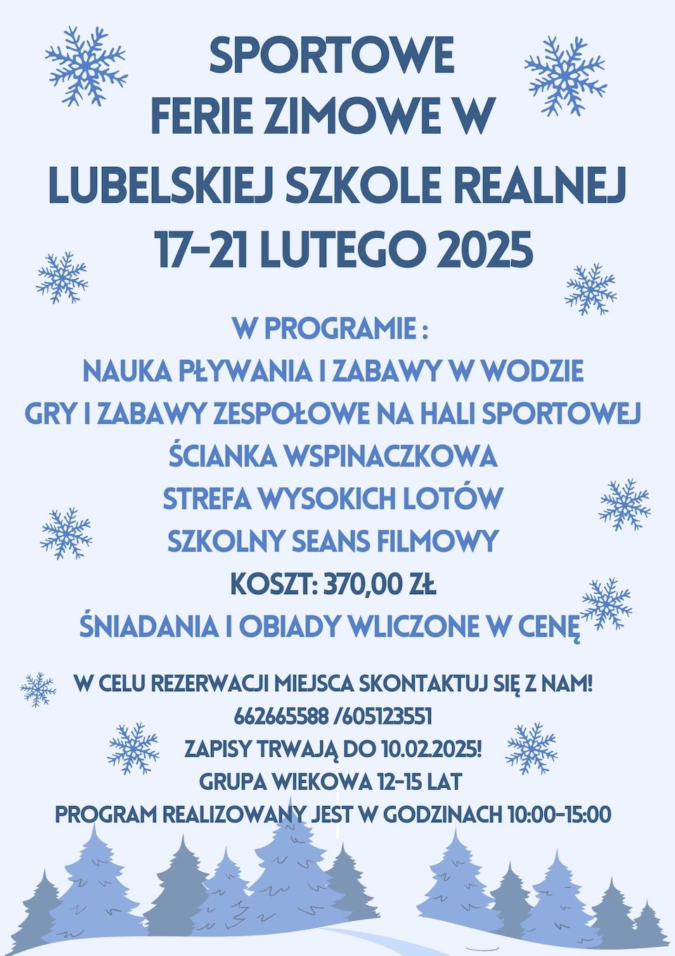 Sportowe Ferie Zimowe w Lubelskiej Szkole Realnej